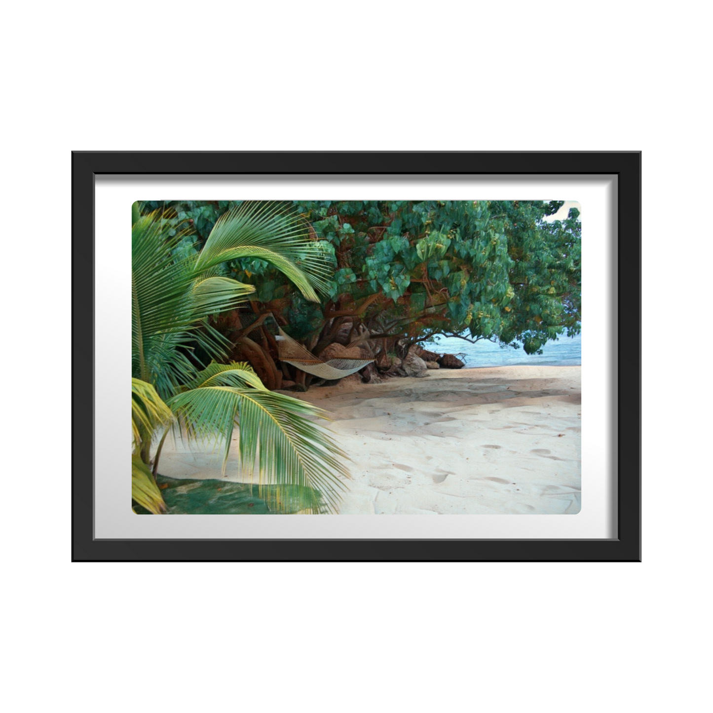 Pure Relaxation: Empty Hammock on Tranquil Jamaican Beach
