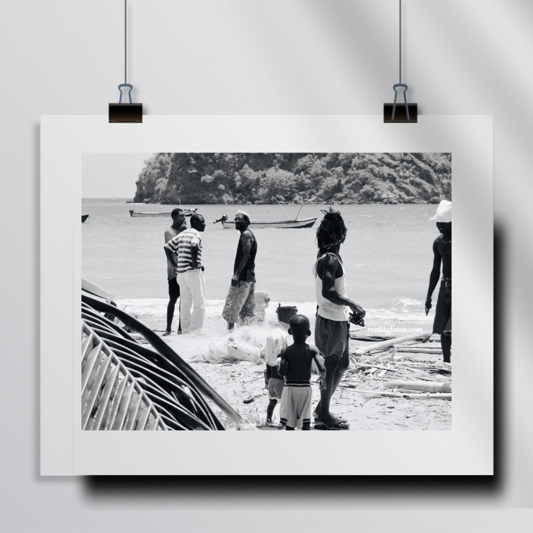 Rural Jamaica – Fishermen on the Beach (Color and Black and White)