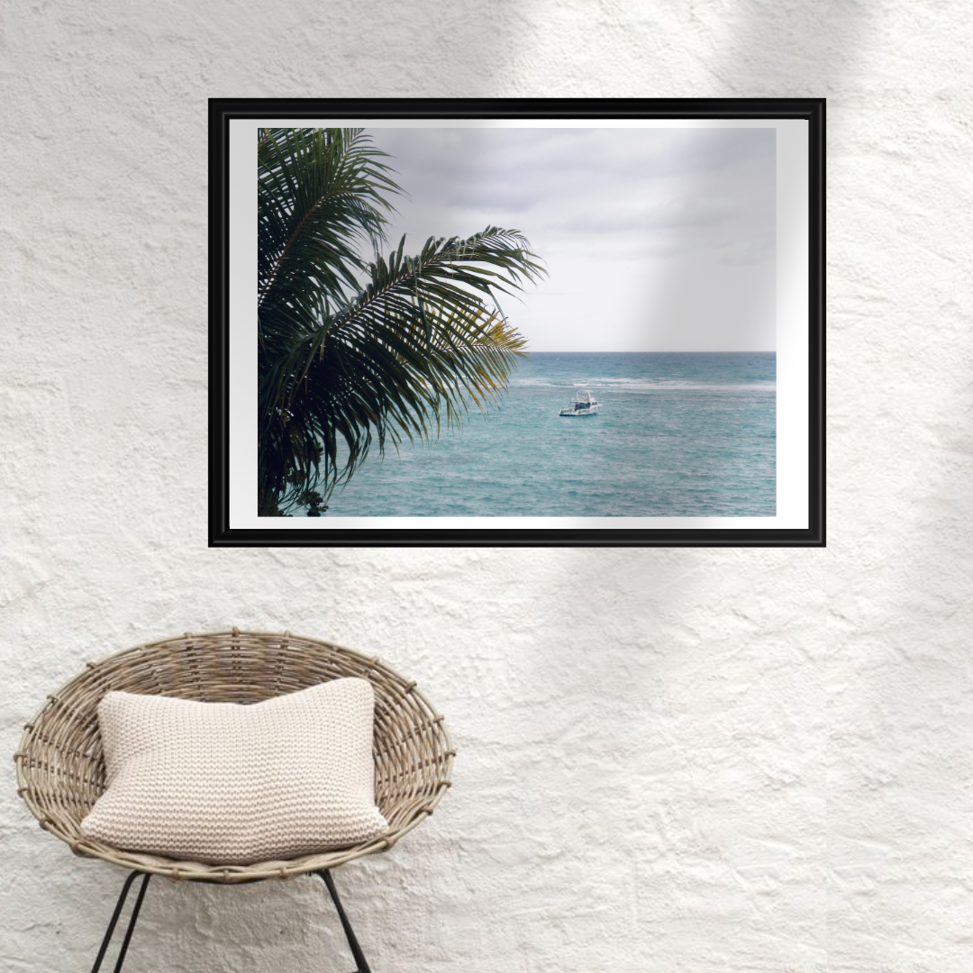 Tropical Horizon - Palm Tree Overlooking Beach, Jamaica