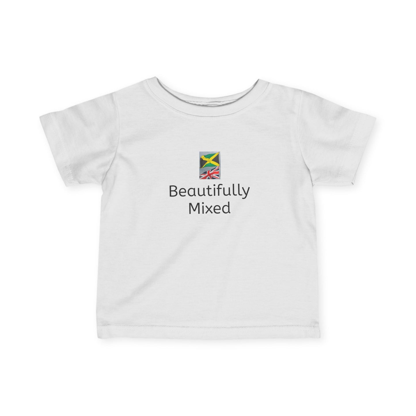 Infant Fine Jersey Bodysuit - Jamaica & UK Flag - Celebrate the beauty of mixed/bi-racial heritage with our children's t-shirts