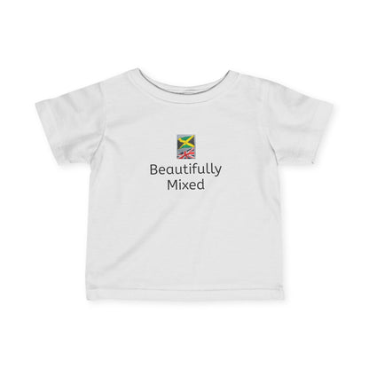 Infant Fine Jersey Bodysuit - Jamaica & UK Flag - Celebrate the beauty of mixed/bi-racial heritage with our children's t-shirts
