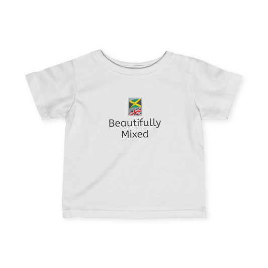 Infant Fine Jersey Bodysuit - Jamaica & UK Flag - Celebrate the beauty of mixed/bi-racial heritage with our children's t-shirts