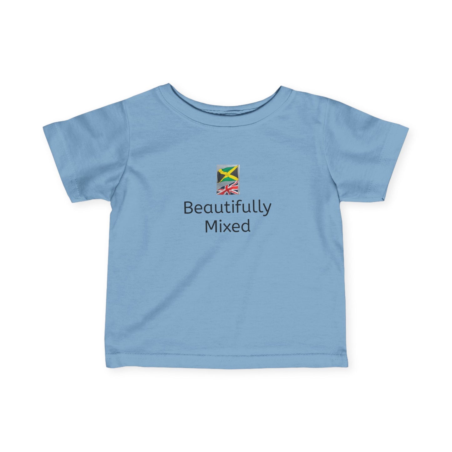 Infant Fine Jersey Bodysuit - Jamaica & UK Flag - Celebrate the beauty of mixed/bi-racial heritage with our children's t-shirts