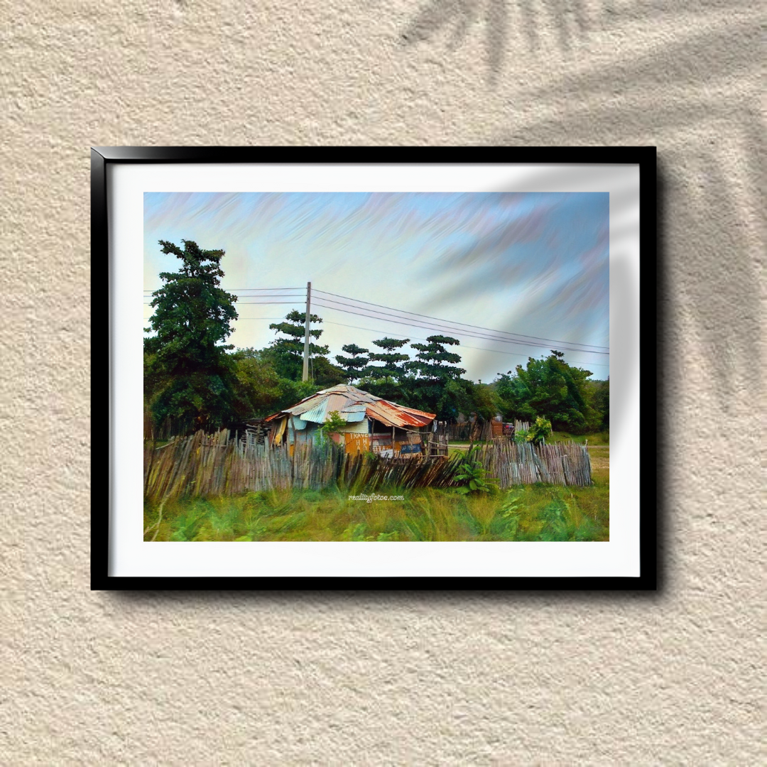 Jamaica Vibrant Zinc House – Rural Countryside Wall Art
