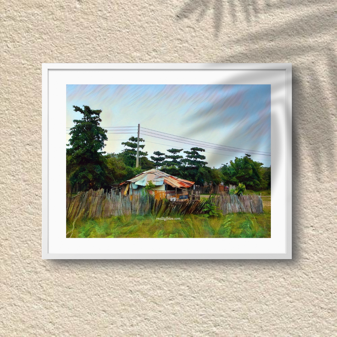 Jamaica Vibrant Zinc House – Rural Countryside Wall Art