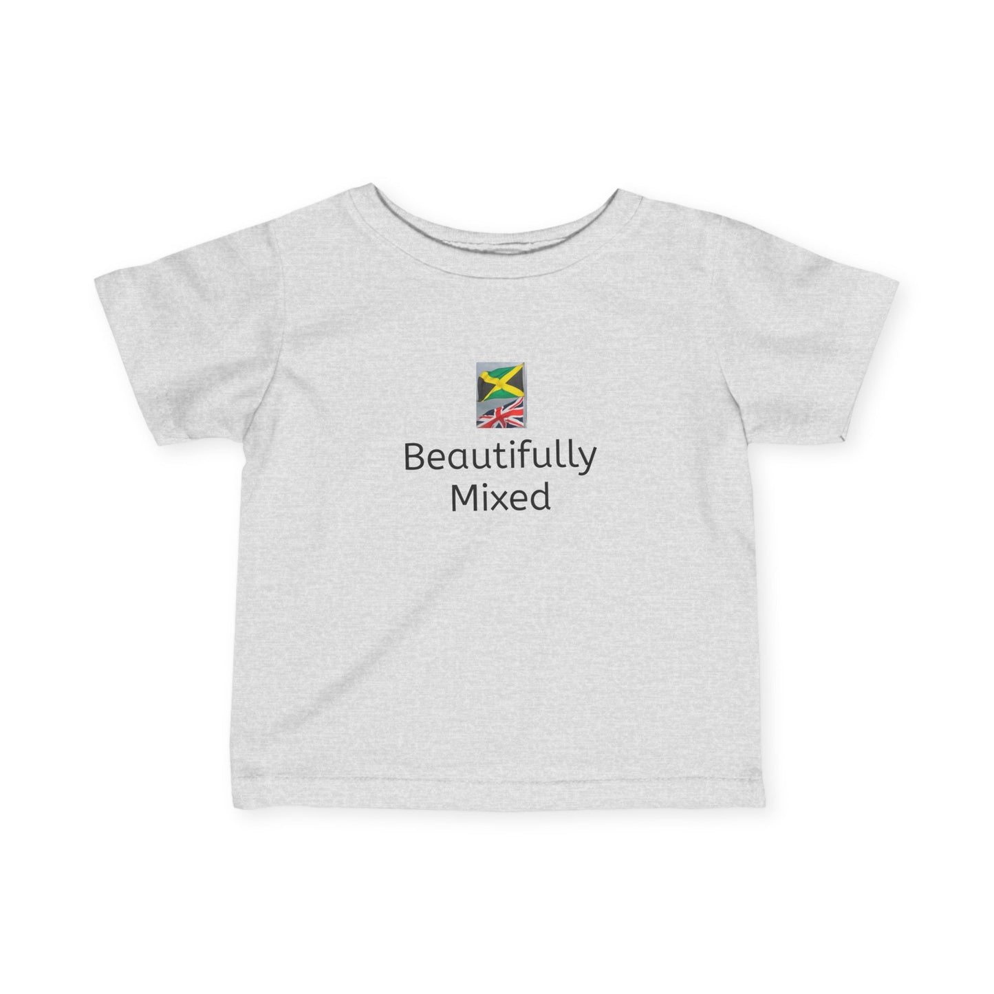 Infant Fine Jersey Bodysuit - Jamaica & UK Flag - Celebrate the beauty of mixed/bi-racial heritage with our children's t-shirts