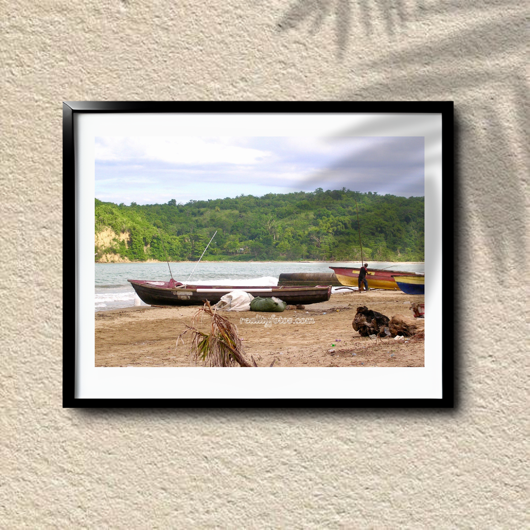 Fishing Beach with Backdrop of Mountain - Early Morning