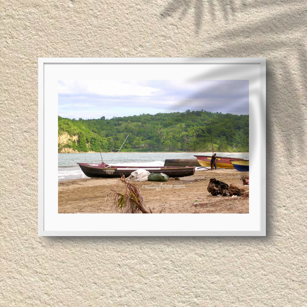 Fishing Beach with Backdrop of Mountain - Early Morning
