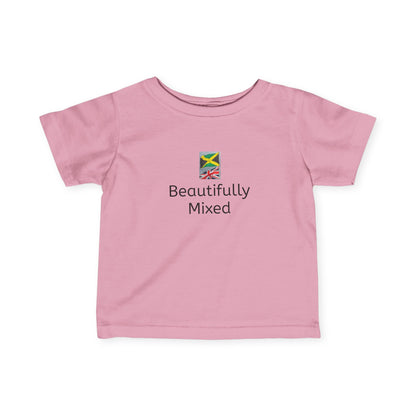 Infant Fine Jersey Bodysuit - Jamaica & UK Flag - Celebrate the beauty of mixed/bi-racial heritage with our children's t-shirts
