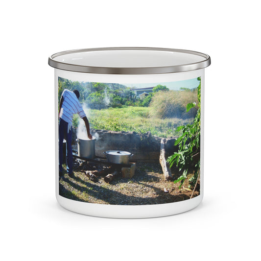 12 oz Light Weight Enamel Camping Mugs - was a stable in Jamaican Households for morning tea or cocoa.