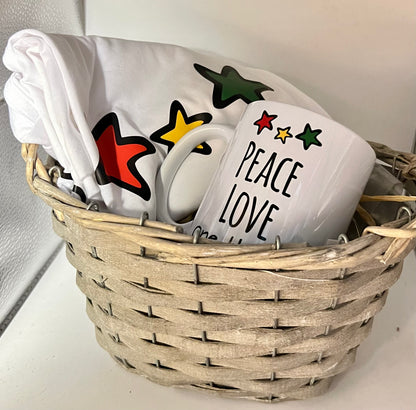 T-Shirt & Mug Gift Set - Peace, Love, One Heart, Positive Vibes, Inspirational Gift