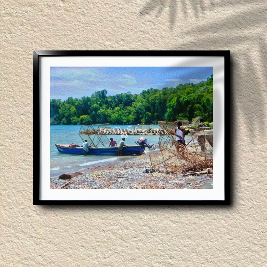Jamaican Fishing Men Heading Out to Sea