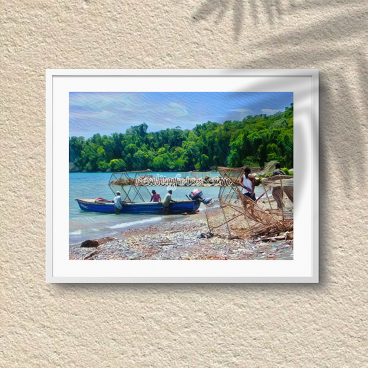 Jamaican Fishing Men Heading Out to Sea