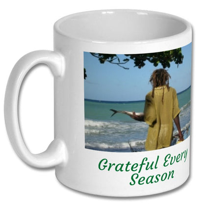 Rasta Vibes Mug – Grateful Every Season / Bless Up and Be Merry”