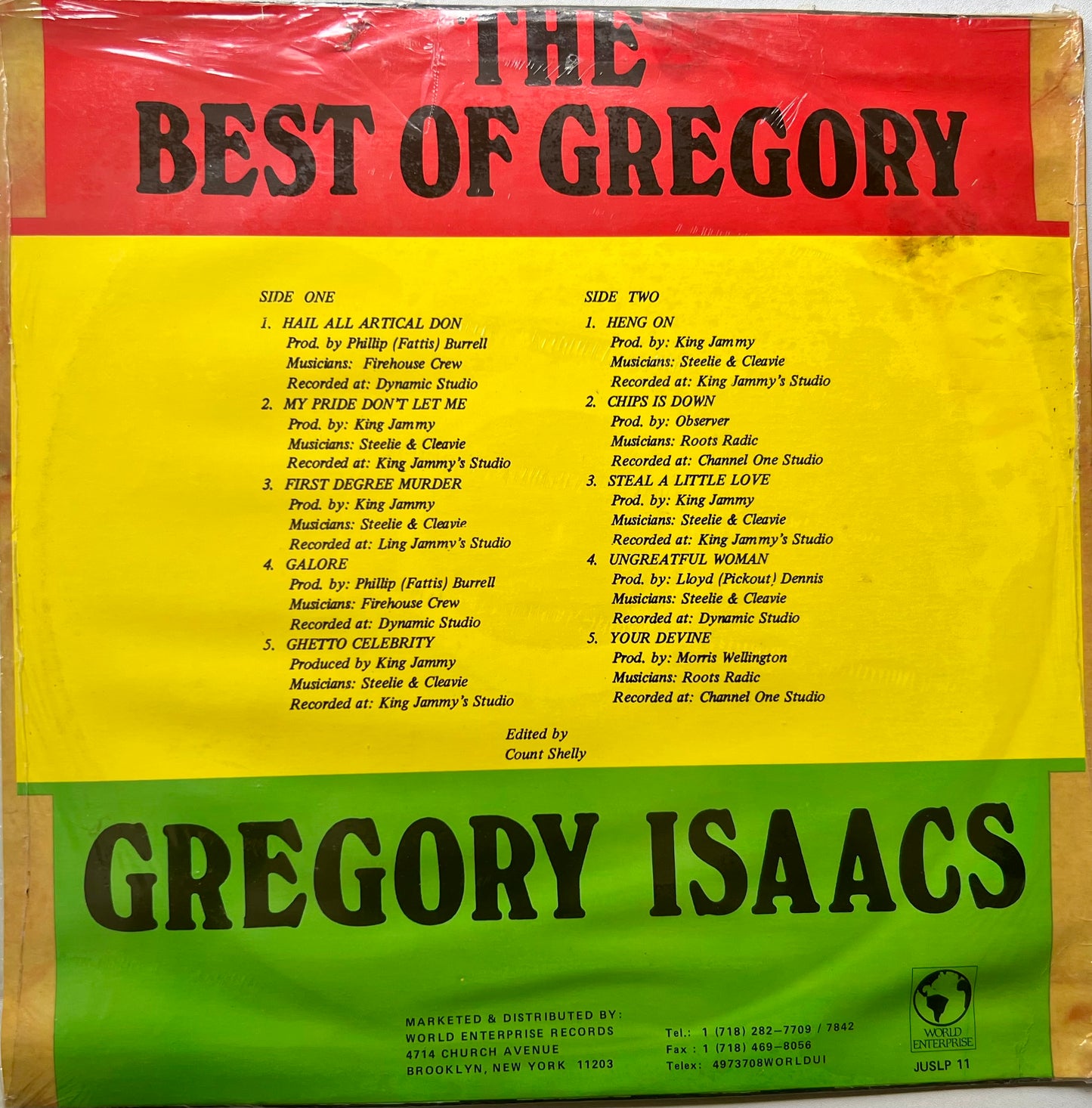 Gregory Isaacs – The Best of Gregory LP, mint reggae vinyl, Justice red label