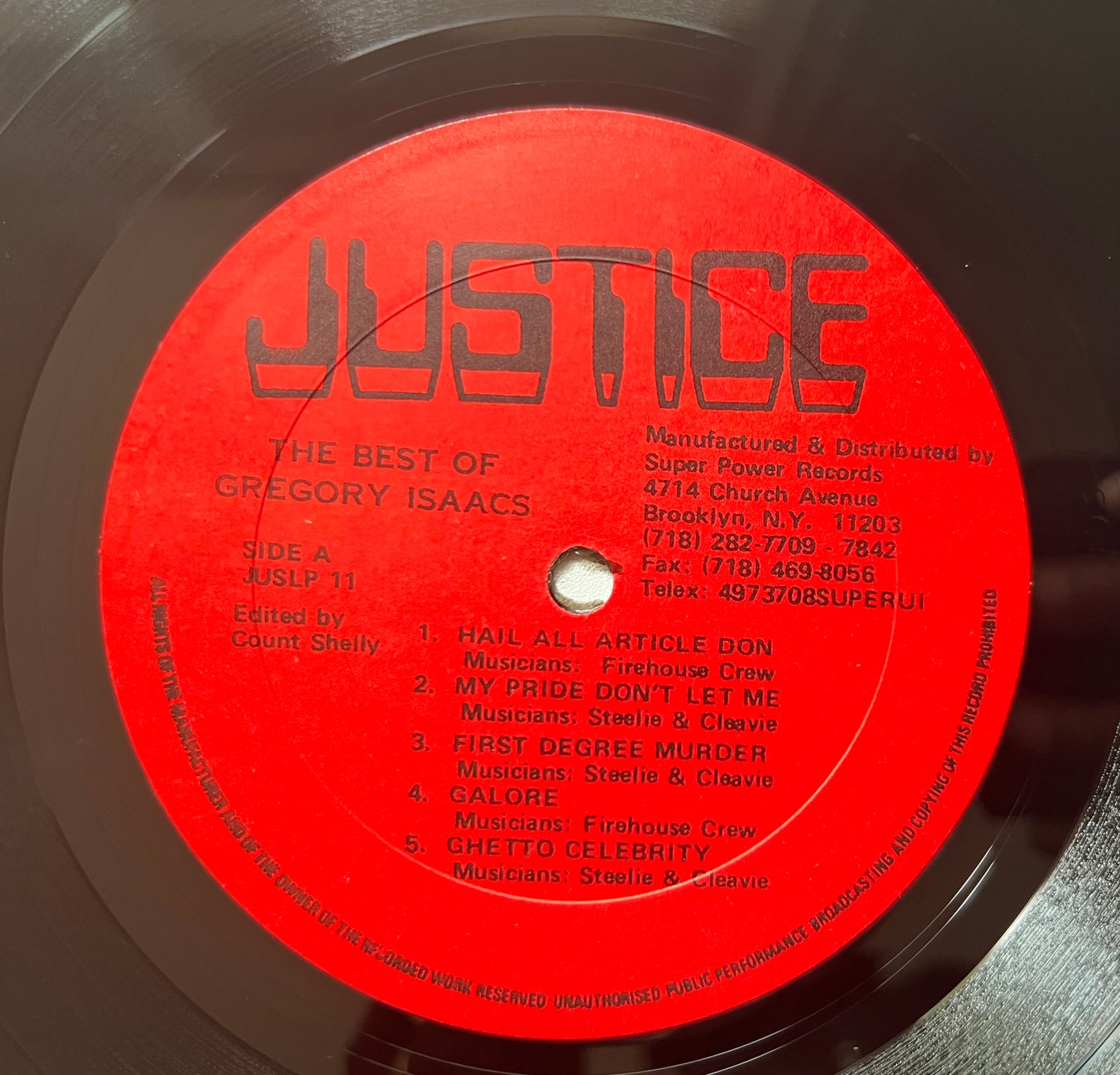 Gregory Isaacs – The Best of Gregory LP, mint reggae vinyl, Justice red label
