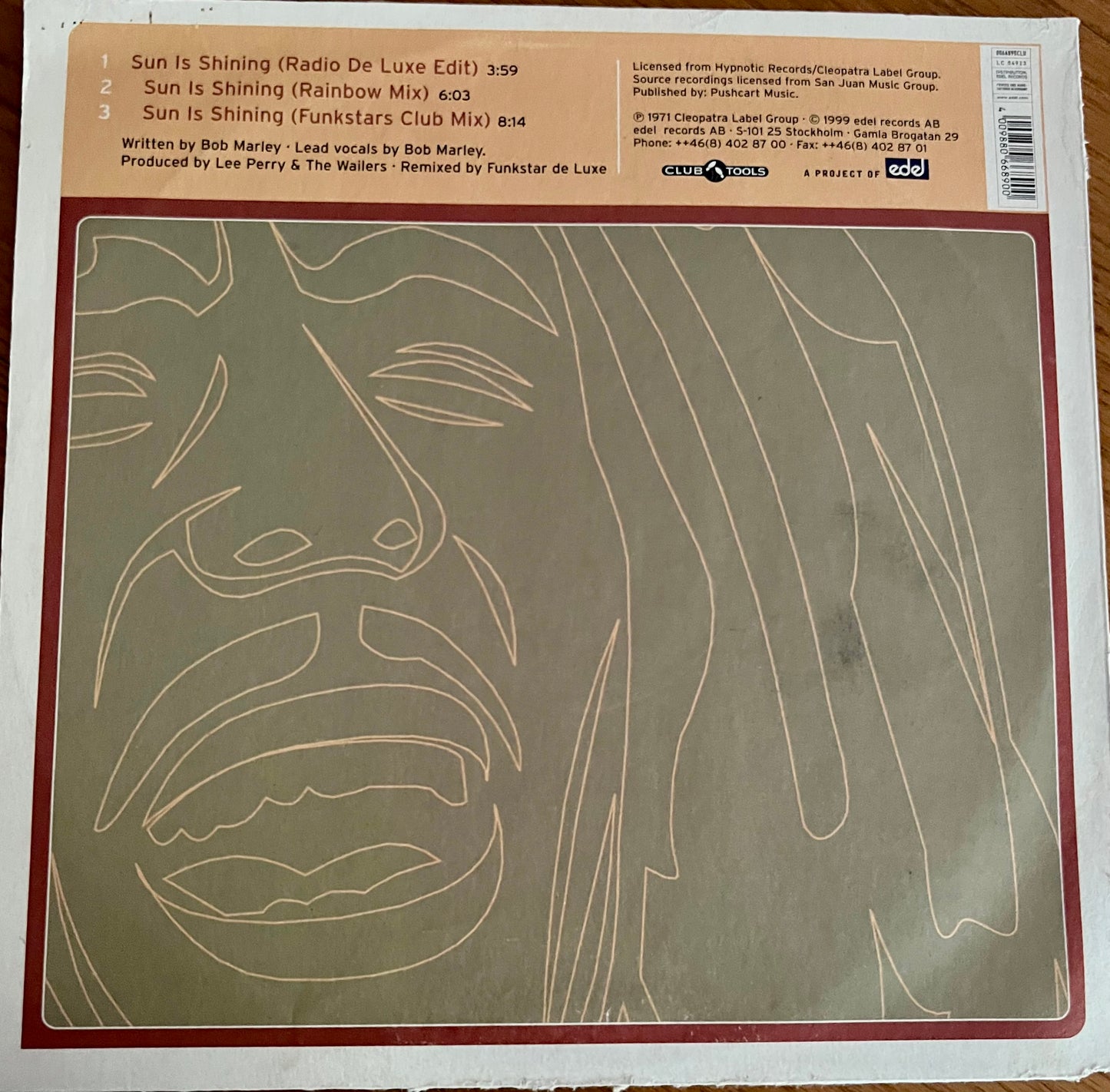 Bob Marley vs. Funkstar De Luxe - Sun is shining ( 1999 Remix, 12" Vinyl, VG, Original Virgin Chart Sticker)