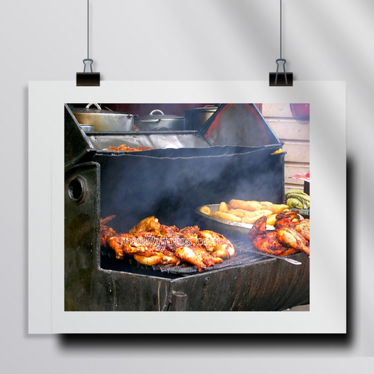 Jerk Chicken in the Making - Jamaica Traditional Outdoor Cooking