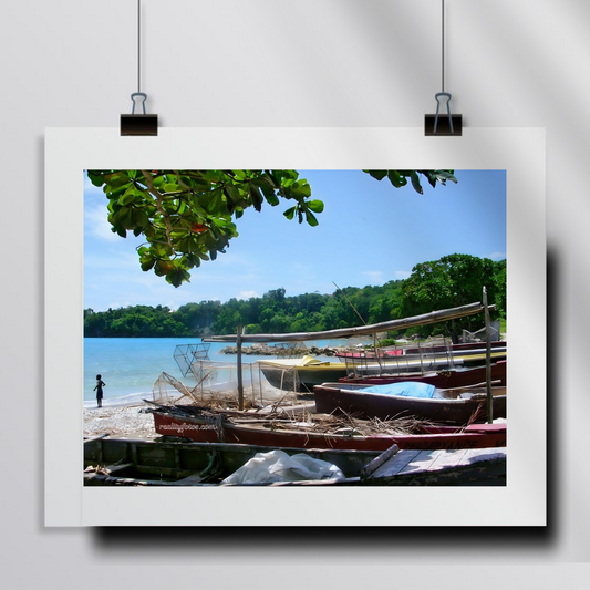 Jamaica Fishing Beach, Resting Vessels by the Shore