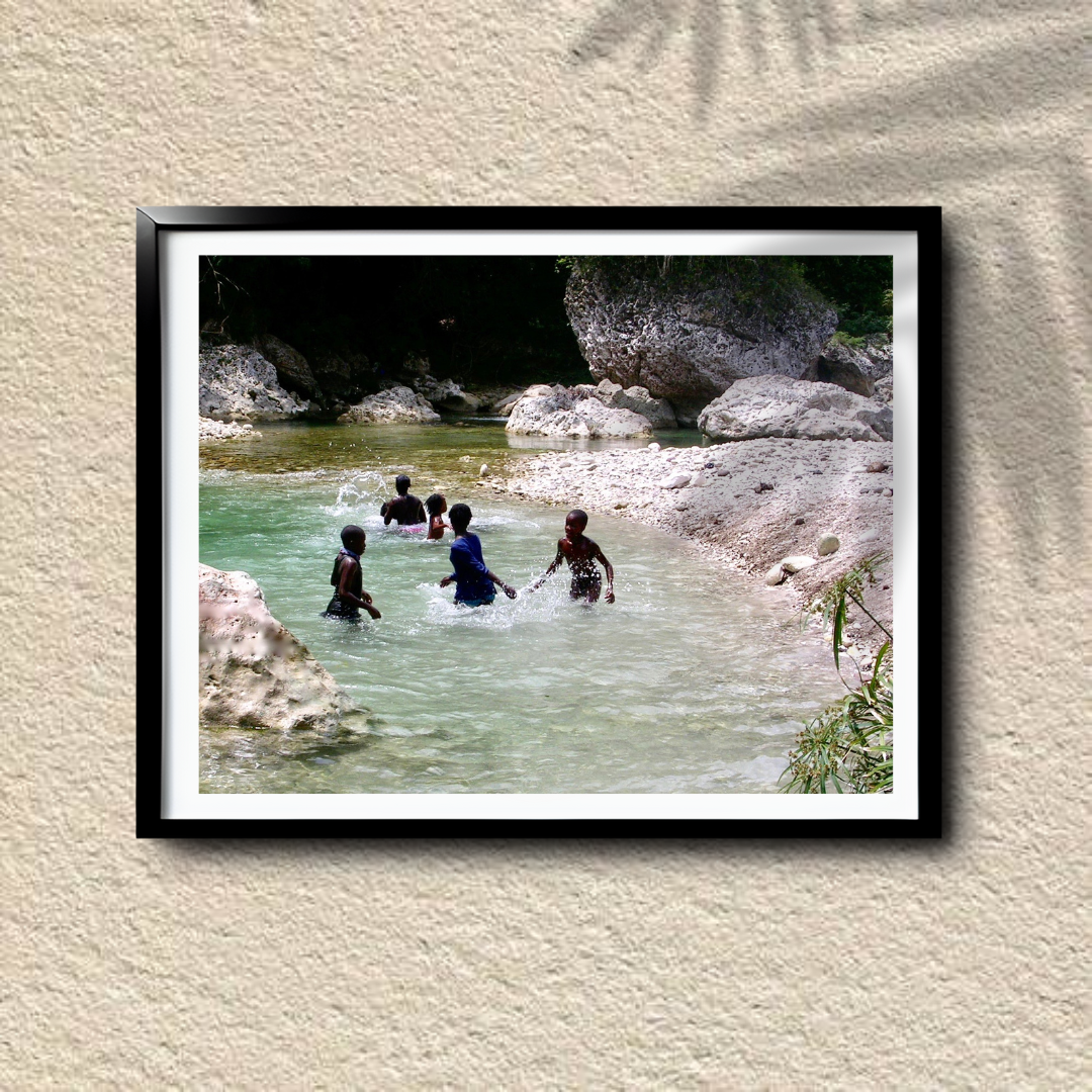 Children Playing in the River - Rural Jamaica