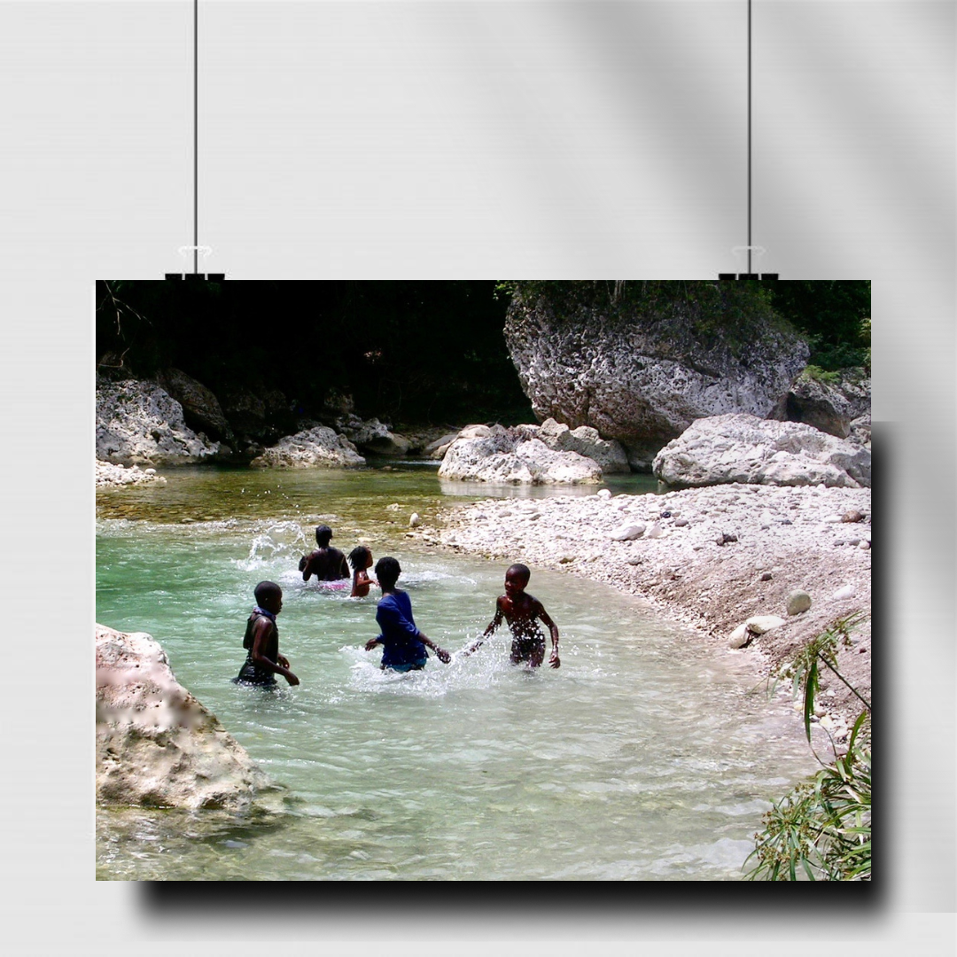 Children Playing in the River - Rural Jamaica