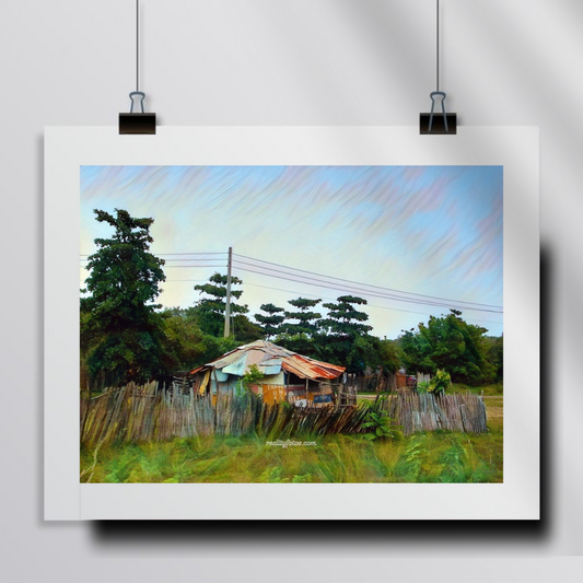 Jamaica Vibrant Zinc House – Rural Countryside Wall Art