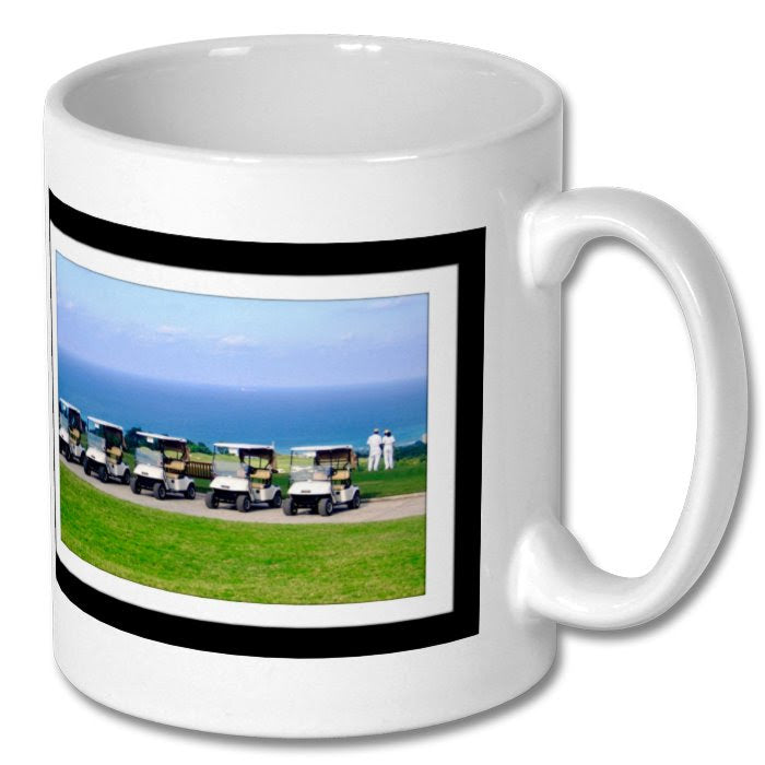 Row of Golf Carts – Jamaica Beach Scene Ceramic Mug 11oz & 15oz
