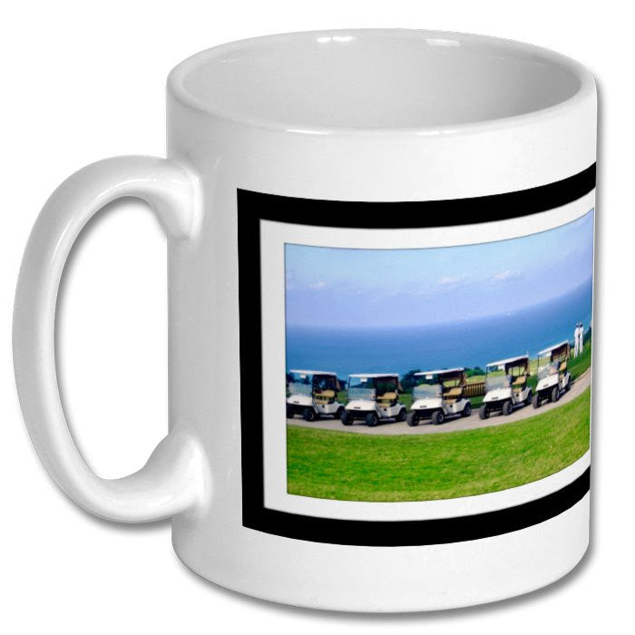 Row of Golf Carts – Jamaica Beach Scene Ceramic Mug 11oz & 15oz